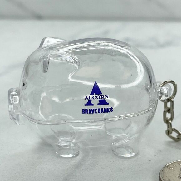 Alcorn Brave Banks Clear Piggy Bank Keychain Keyring - Picture 7 of 7